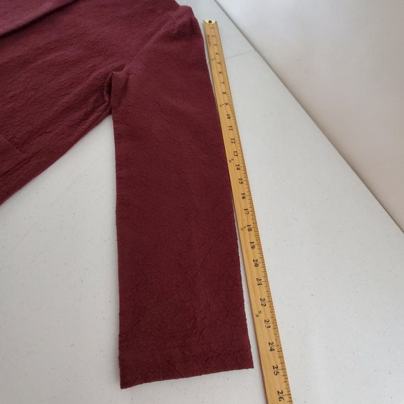 Eileen Fisher Organic Cotton Textured Jacket Size M Burgundy Italian Fabric - Picture 10 of 15